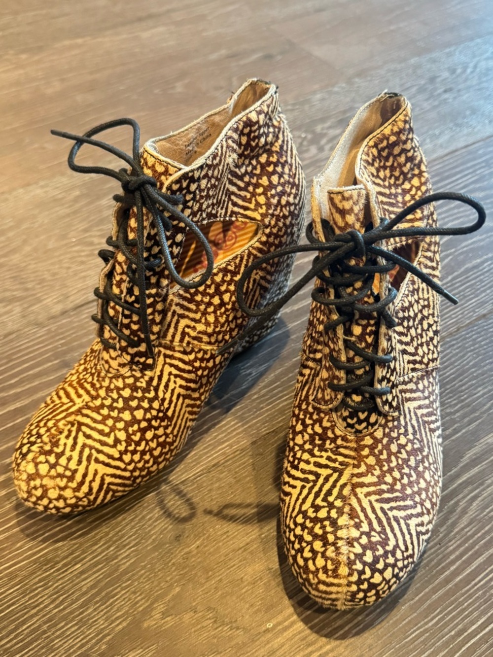 80%20 Calf Hair Cut-Out Wedge Bootie